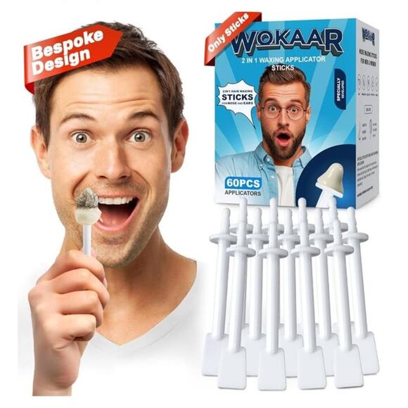 2 in 1 Nose Wax Sticks from Wokaar, 60 pcs Bespoke Nostril and Ear Hair Waxing - Picture 1 of 6
